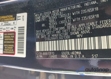 2020 Toyota Highlander Xle из США, поврежденный, VIN 5TDGZRAH7LS021300